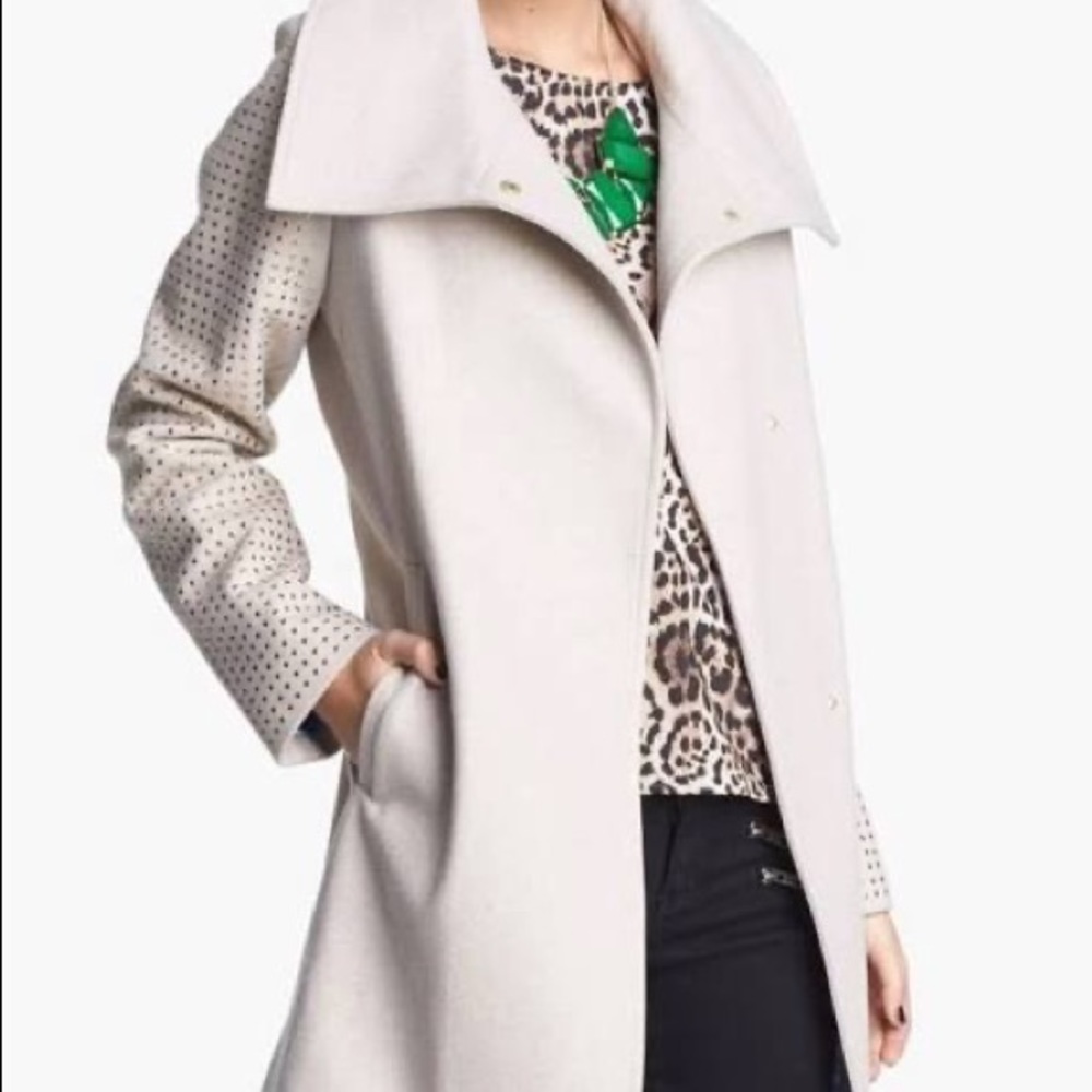 Jou Jou Gold-Studded Sleeves Coat - Color: Nude - Small